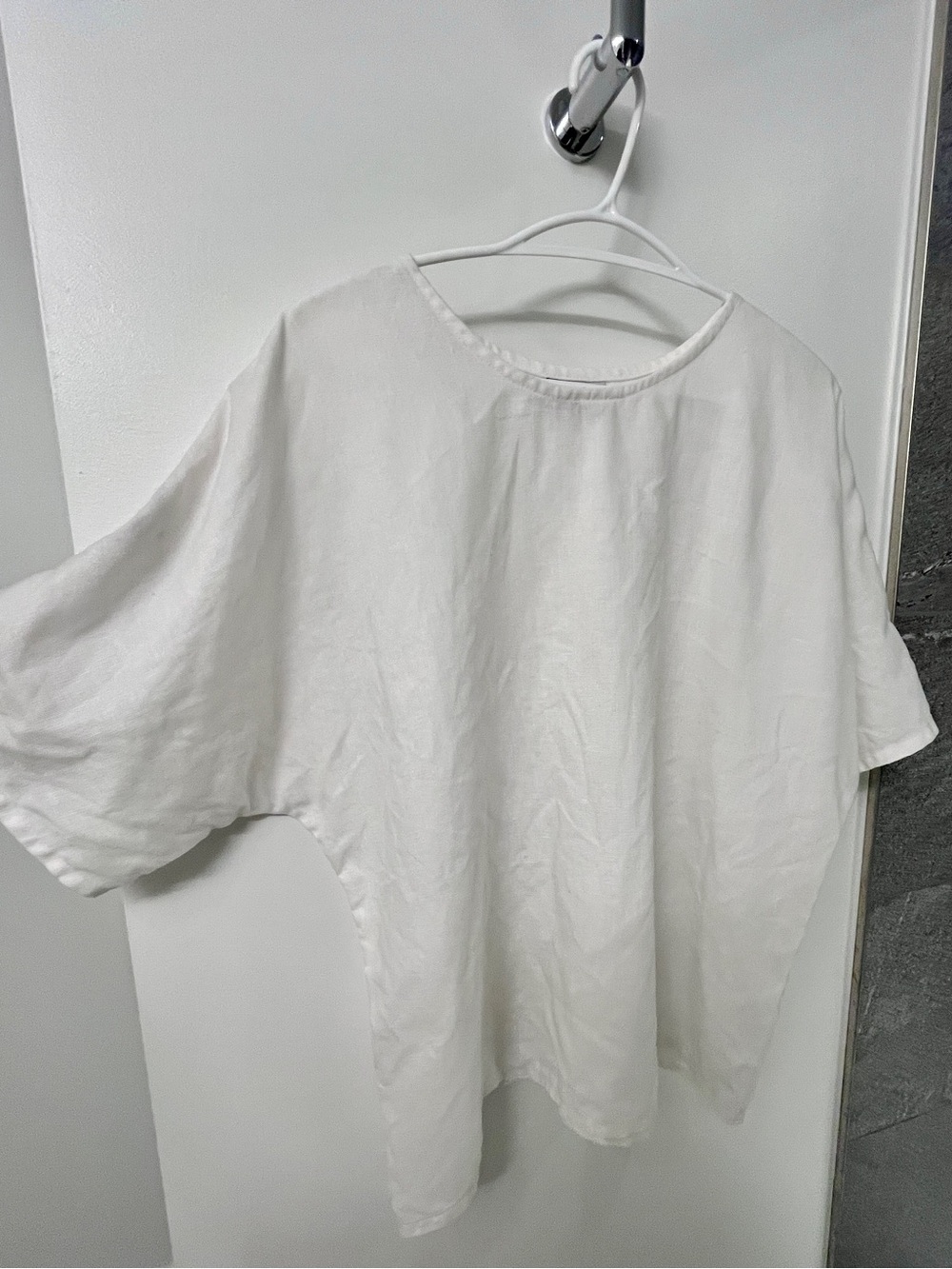 Nicole Purdy Linen Oversized White Top